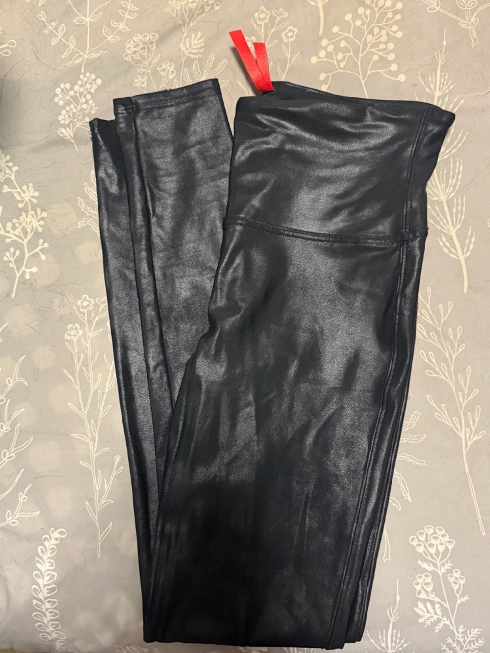 SPANX Black High-Shine Faux Leather Leggings